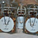 Nut Favors in Glass Clamp Jars with Custom Label